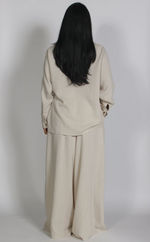 Linnen twinset Beige