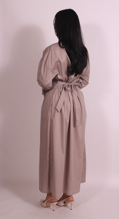 Snatched Blouse Dress Beige