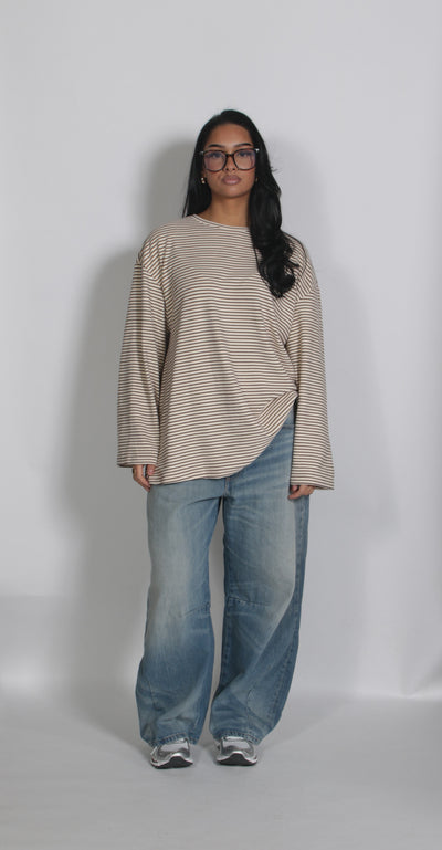 Velours striped shirt Brown