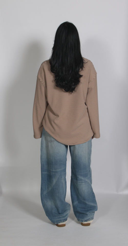 Velours striped shirt Taupe